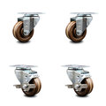 Service Caster 3 Inch High Temp Phenolic Wheel Swivel Top Plate Caster Set with 2 Brakes SCC SCC-20S314-PHRHT-TP3-2-TLB-2
